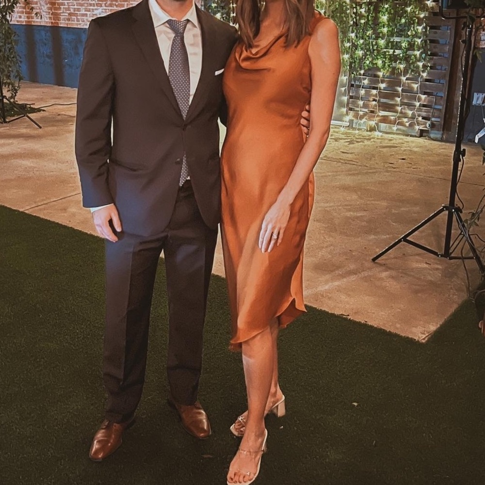 Satin Cowl Neck Dress